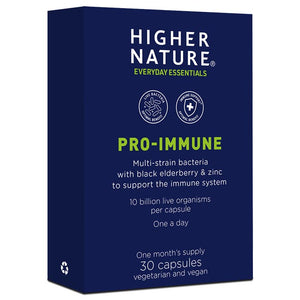 Higher Nature - Pro-Immune (Live Bacteria, Elderberry Extract & Zinc), 30 Capsules
