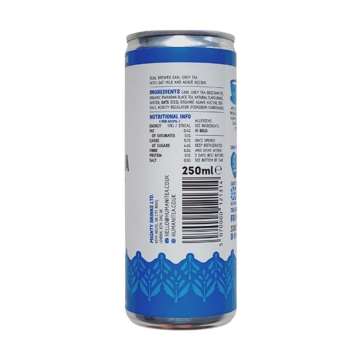 HumaniTea - Oat Milk Tea Latte Earl Grey Classic, 250ml - back