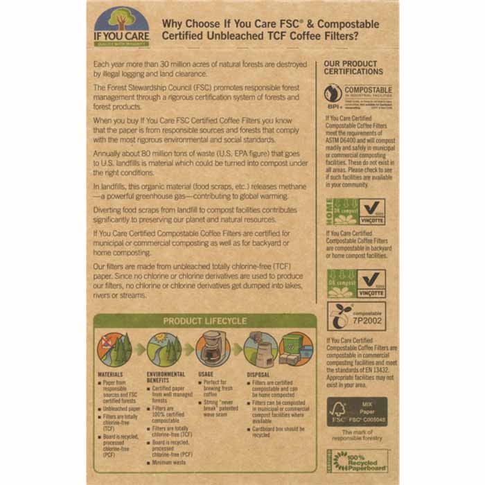 If You Care - Unbleached Coffee Filters - No.4 ,100 Filters - back