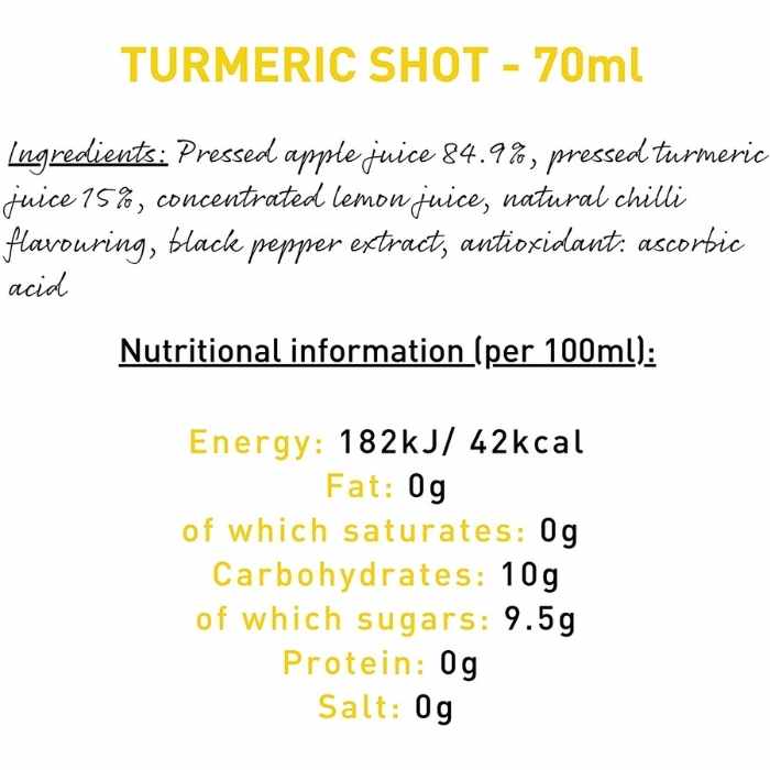 James White Drinks - Turmeric Zinger Shot, 70ml - back