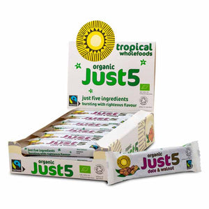 Just5 - Organic Date & Walnut Bar, 40g | Pack of 18