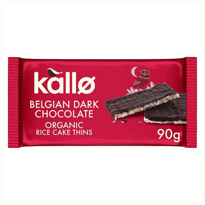 KalloFoods - Organic Dark Chocolate Rice CakeThins, 90g - Front