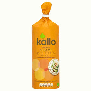 Kallo - Organic Sesame Seed Wholegrain Rice Cakes, 130g | Pack of 6