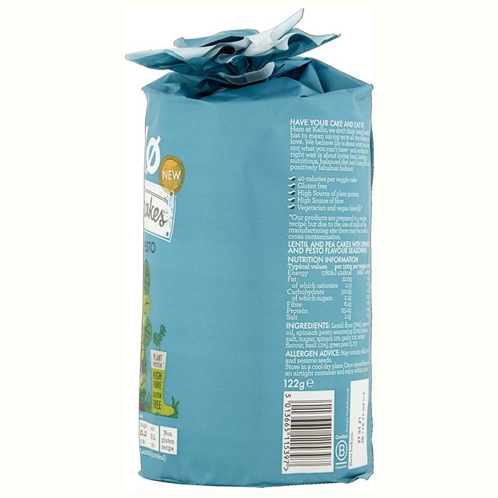 Kallo Foods - Spinach & Pesto Veggie Cakes, 122g - back