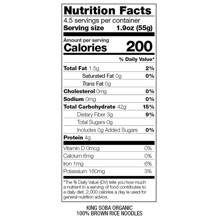 King Soba - Organic Brown Rice Noodles, 250g - back