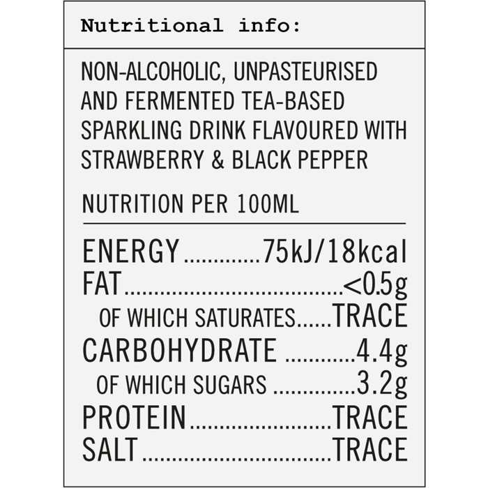 LA Brewery - Kombucha Strawberry & Black Pepper, 300ml - back