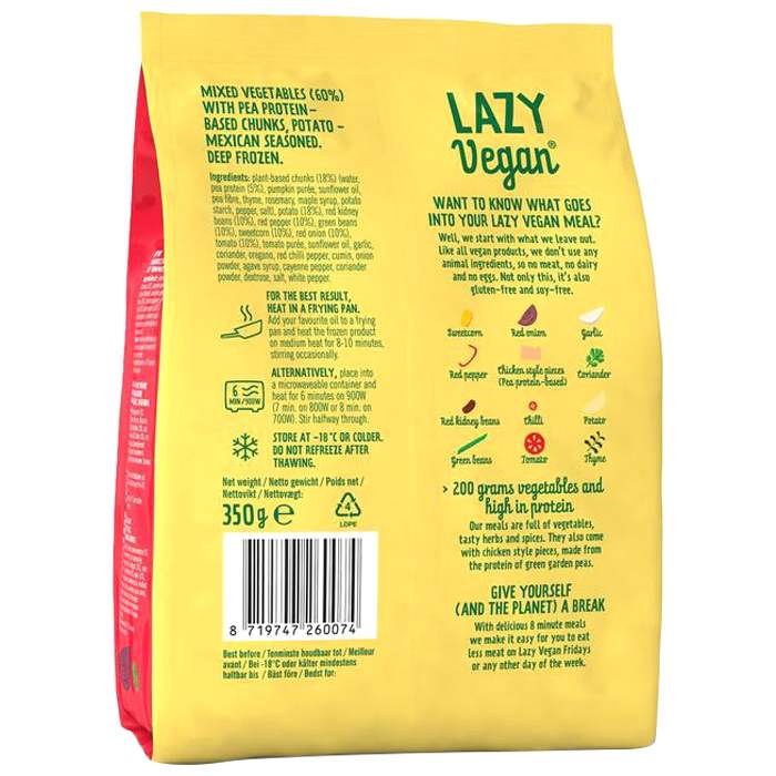 Lazy Vegan - Ready Meal Mexican, 350g - back