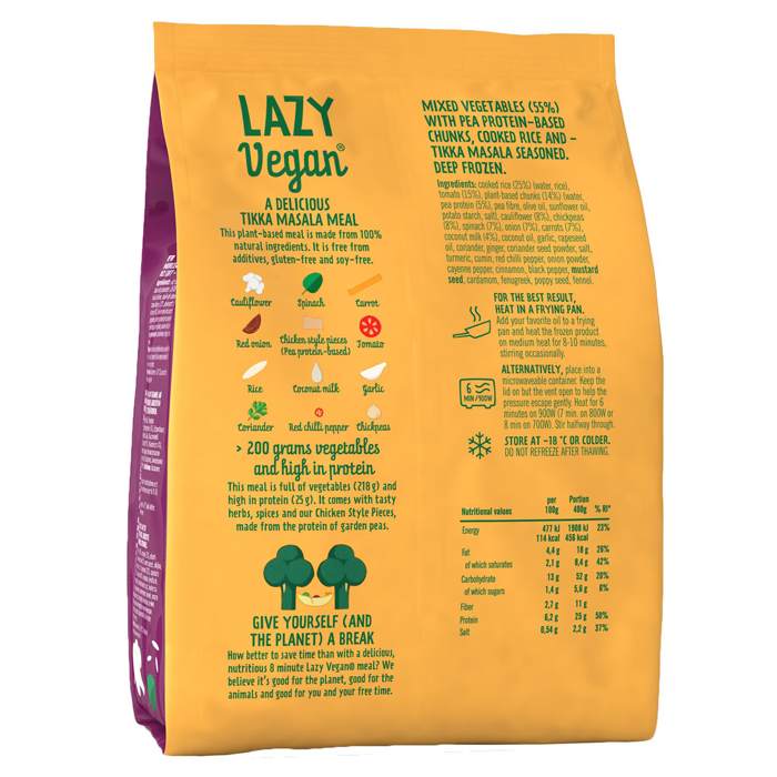 Lazy Vegan - Ready Meal Tikka Masala, 350g - back