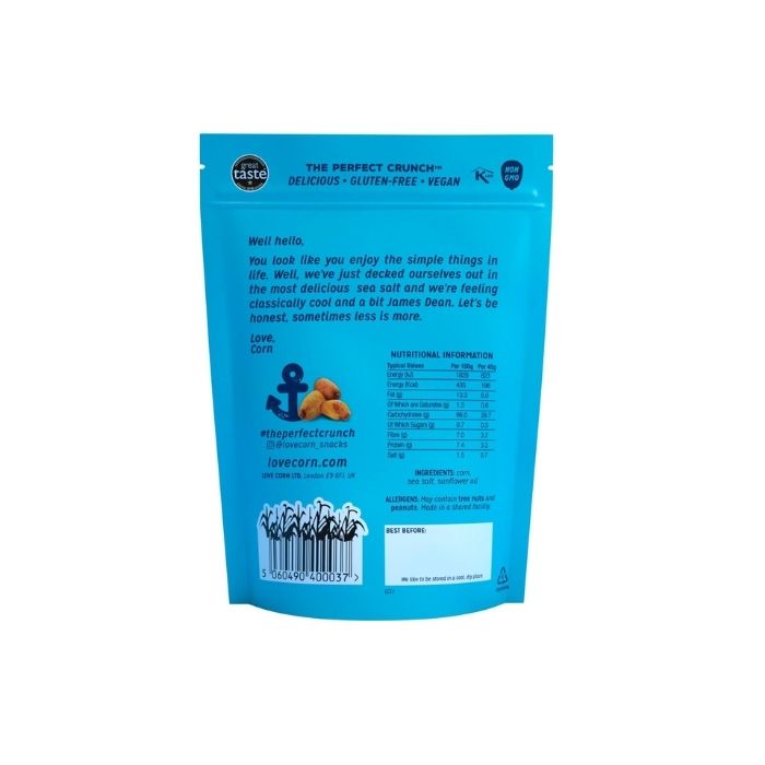 Love Corn - Premium Crunchy Sea Salt (45g) - back
