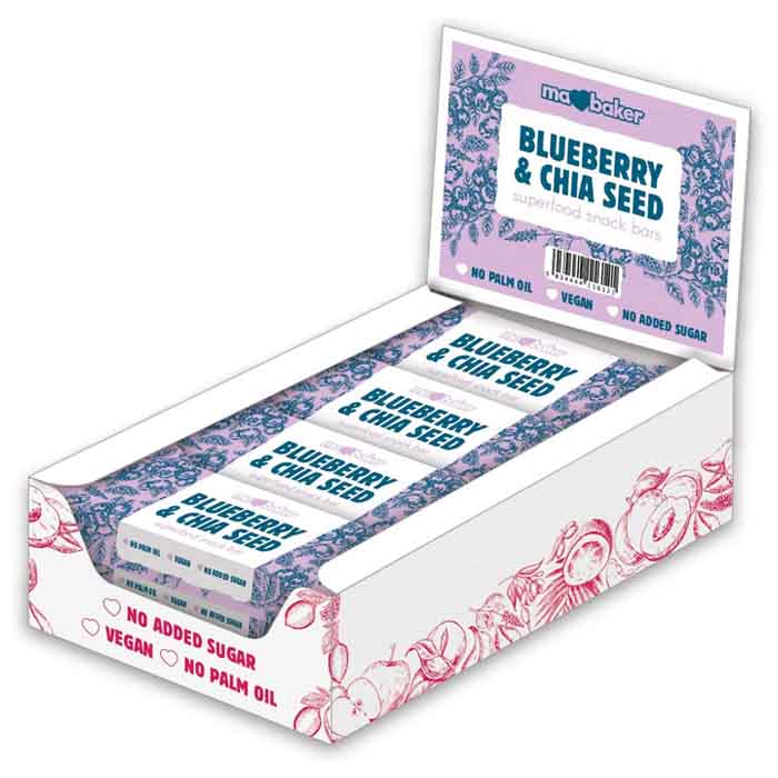 Ma Baker - Superfoods Bars - Blueberry and Chia Seed, 45g  Pack of 16