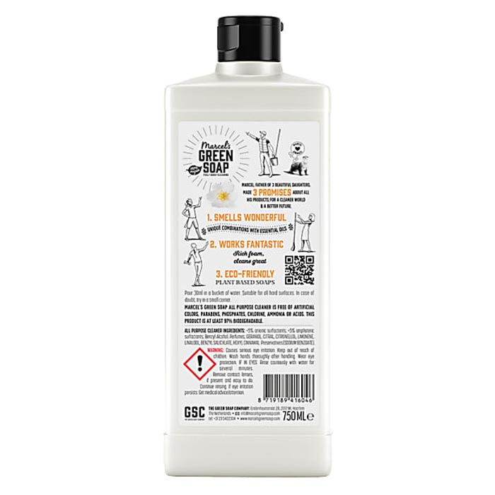Marcel's Green Soap - All-Purpose Cleaner - Orange & Jasmine (750ml) - back