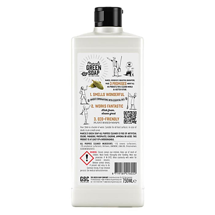 Marcel's Green Soap - All-Purpose Cleaner - Sandalwood & Cardamon (750ml) - back