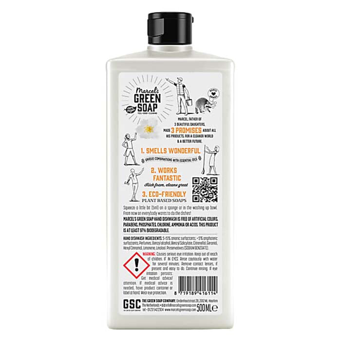 Marcel's Green Soap - Hand Dishwash Soap - Orange & Jasmine, 500ml  - back
