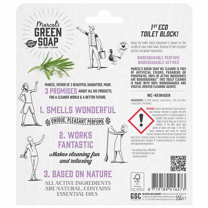 Marcel's Green Soap - Toilet Block - Lavender & Rosemary, 55g  - back
