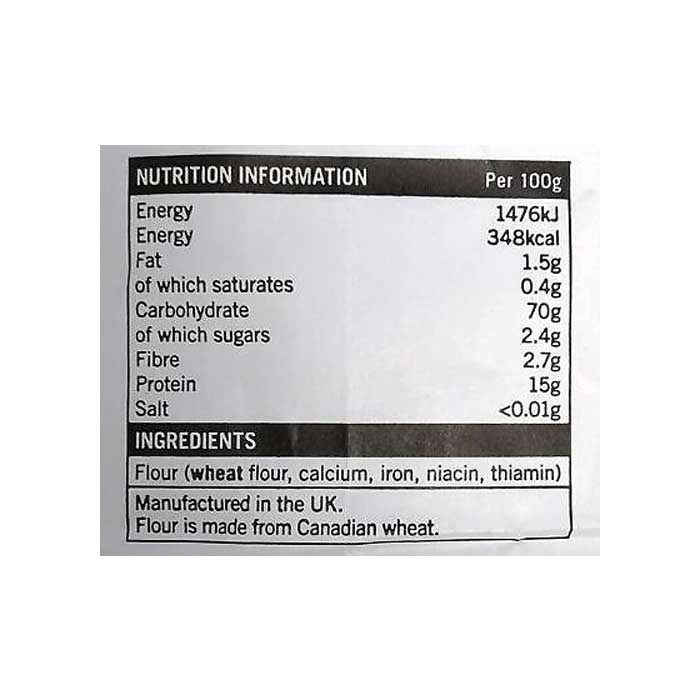Marriage's - 100% Very Strong Canadian White Flour, 1.5kg (5 Pack) - Back