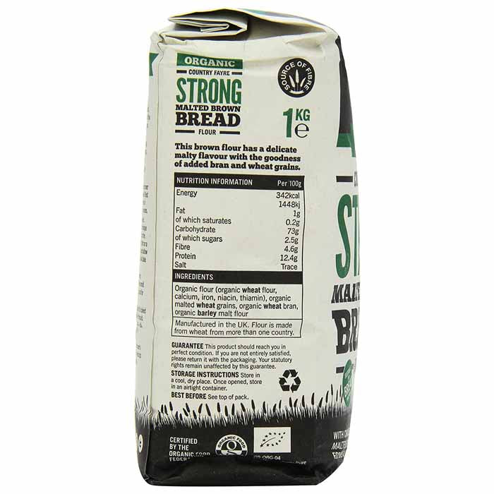 Marriage's - Organic Country Fayre Strong Malted Brown Bread Flour, 1kg - Back ( 5 Pack)-Back