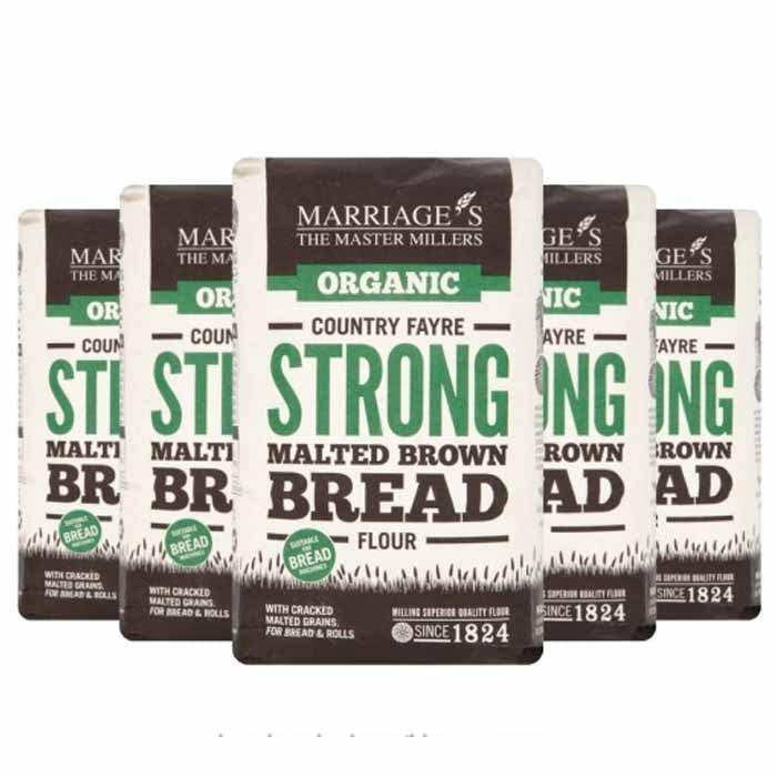 Marriage's - Organic Country Fayre Strong Malted Brown Bread Flour, 1kg - Back ( 5 Pack)