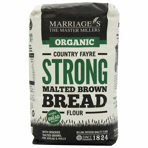 Marriage's - Organic Country Fayre Strong Malted Brown Bread Flour, 1kg | Pack of 6
