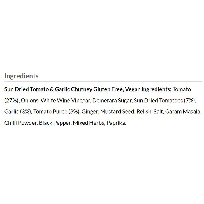 Marshall & Brown - Tomato & Garlic Chutney, 195g - back