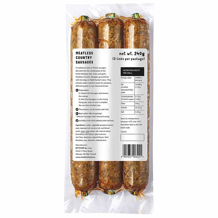 MeatLess - MeatLess Country Sausage, 240g - back