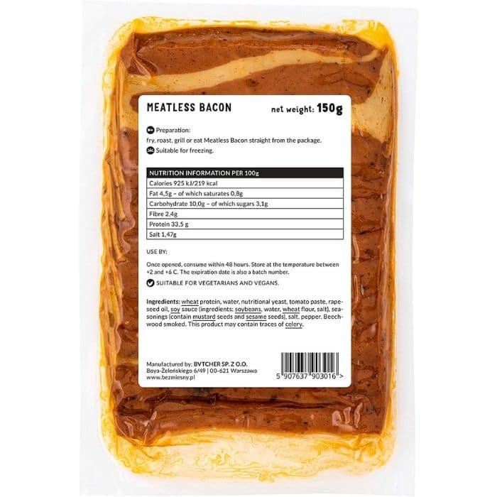 Meatless - Meatless Bacon, 150g - back