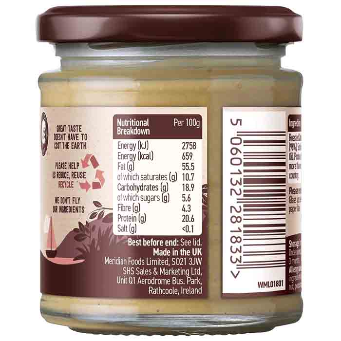 Meridian - Crunchy Cashew Butter No Added Sugar, 170g - back
