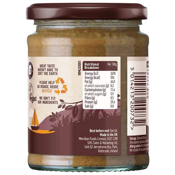Meridian Foods - Organic Crunchy Peanut Butter 100% Nuts , 280g - back