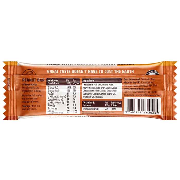 Meridian Foods - Peanut Bars - Peanut Bar, 40g - back