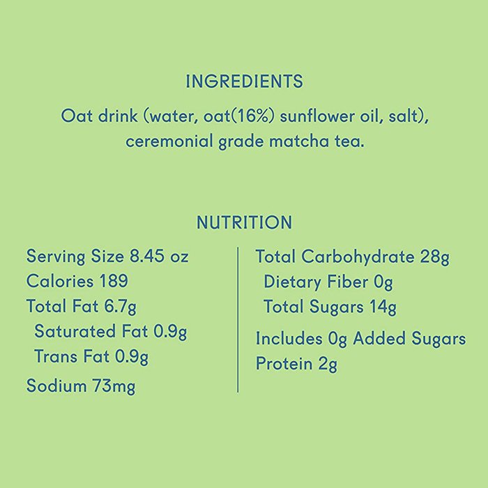 Minor Figures - Matcha Latte Green Tea & Oat Milk, 200ml - back