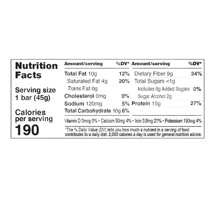 Misfits Health - Plant-Based Protein Bar- Chocolate Hazelnut, 45g - back