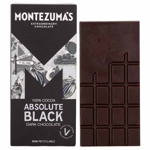 Montezuma's - Absolute Black Dark Chocolate 100% Cocoa, 90g | Pack of 12 | Multiple Options