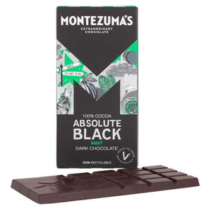 Montezuma's - Absolute Black with Mint Dark Chocolate Bar, 90g | Pack of 12