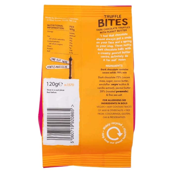 Montezuma's - Dark Chocolate Peanut Butter Truffle Bites, 120g - back