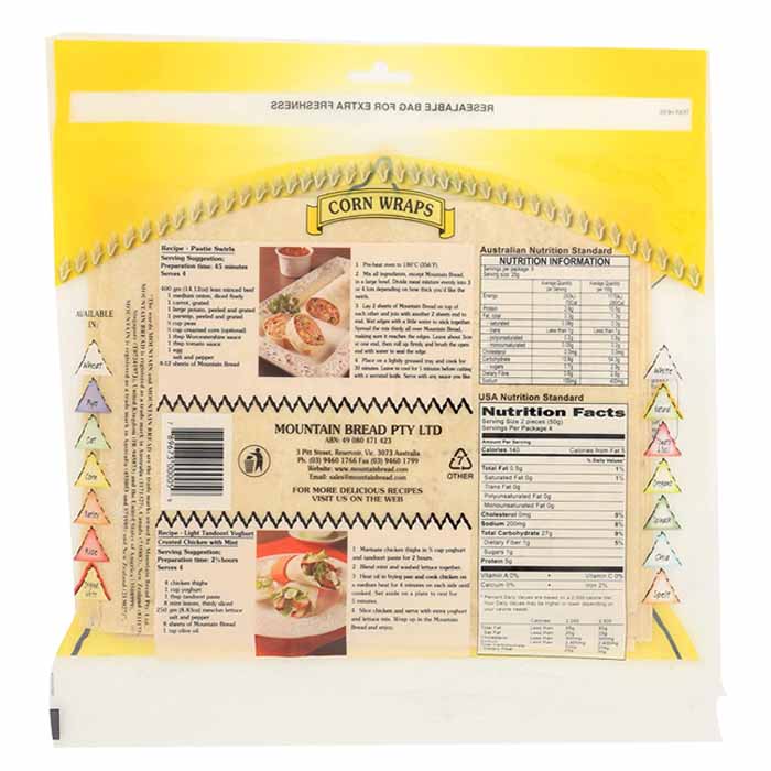 Mountain Bread - Corn Wraps, 200g - back