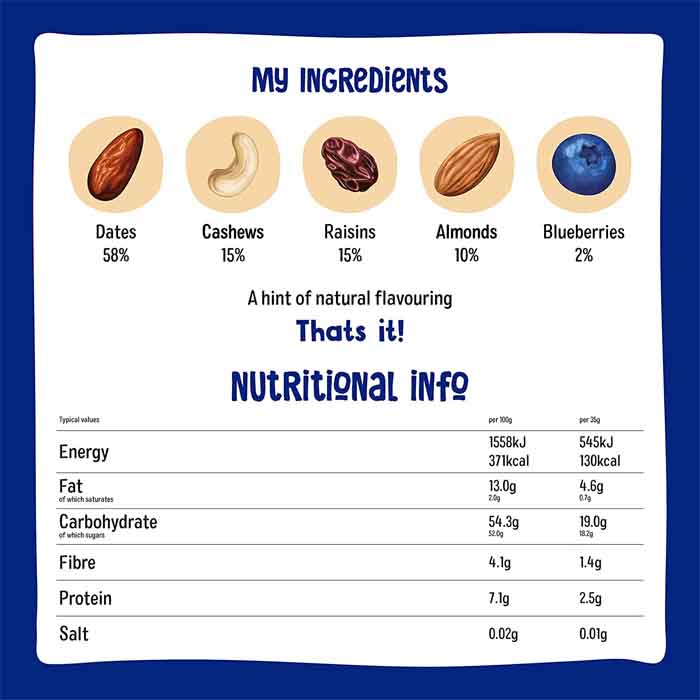 Nakd - Big Bar Natural Fruit & Nut Bars - Blueberry Muffin, 45g - back