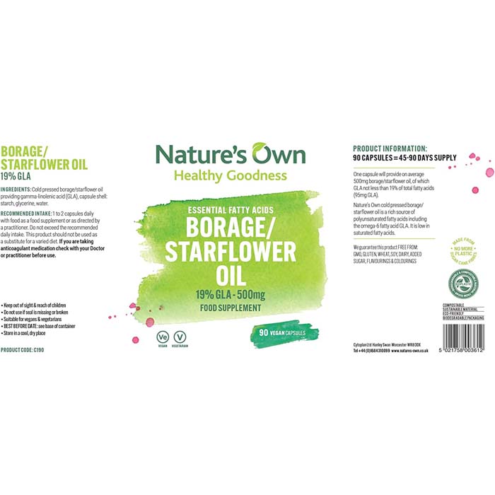 Nature's Own - BorageStarflower Oil, 90 Capsules - back