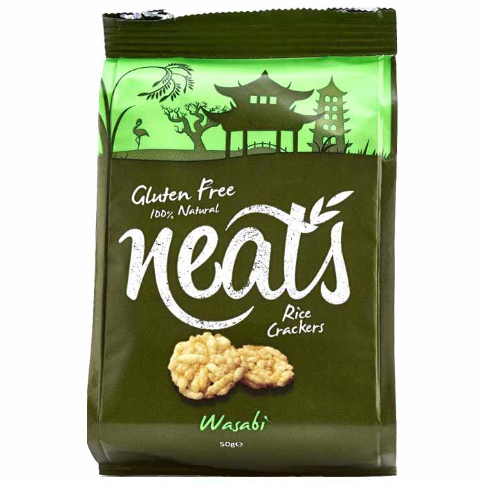 Neat's - Hand Crafted Rice Crackers - Wasabi ,50g
