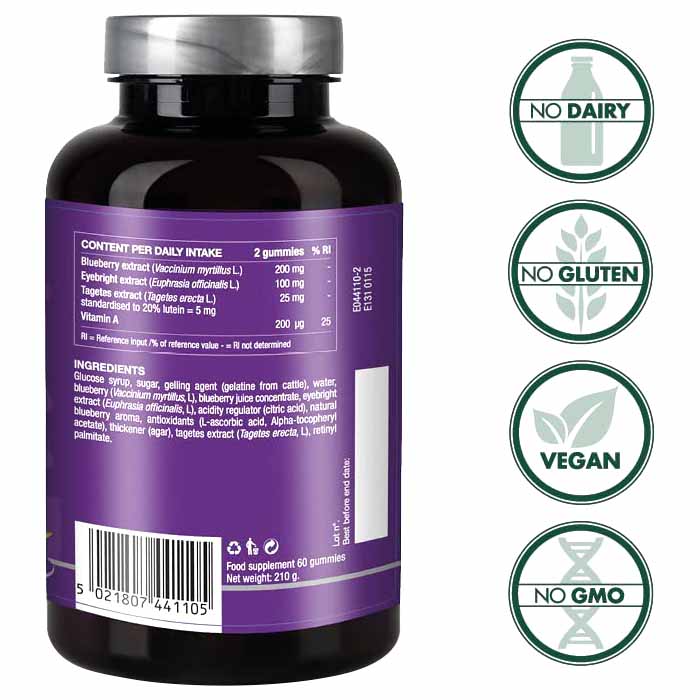 New Nordic - Blue Berry Gummies, 60 Gummies  - back