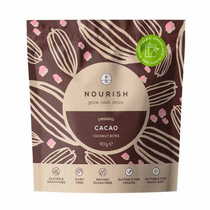 Nourish - Organic Coconut Bites - Cacao (1-Pack), 40g