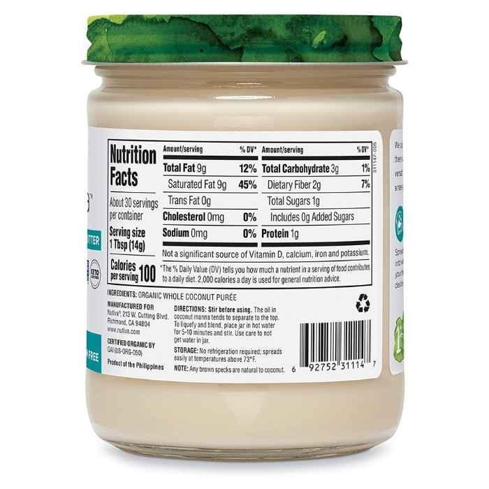 Nutiva - Organic Coconut Manna, 425g - Back