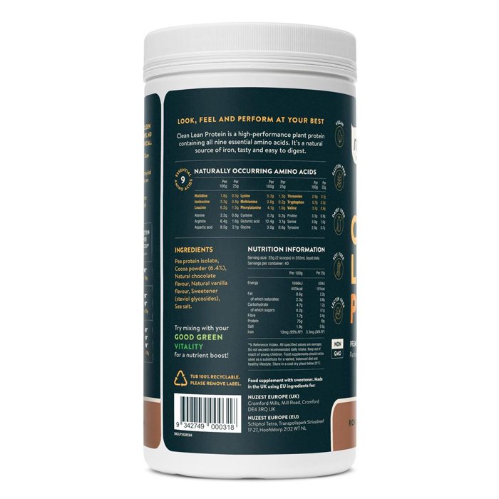 Nuzest - Clean Lean Protein Rich Chocolate, 1 kg - back