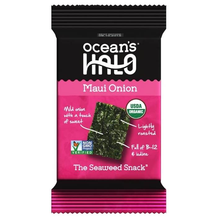 Ocean's Halo - Organic Seaweed Snack Maui Onion, 4g - front