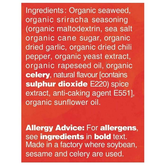 Ocean's Halo - Organic Seaweed Snack Sriracha, 4g - back