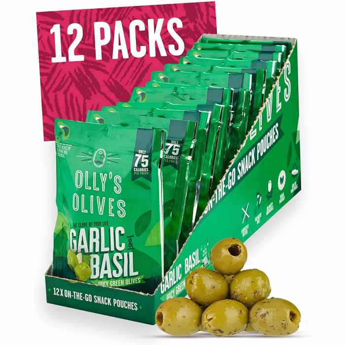 Olly's Olives - Green Olives Basil & Garlic, 50g pack