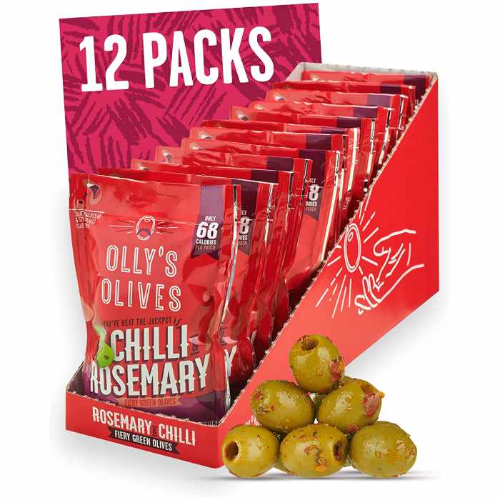 Olly's Olives - Green Olives Chilli & Rosemary, 50g pack