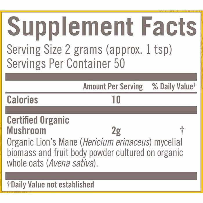 Om Mushrooms - Organic Mushroom Lion's Mane, 60g - back