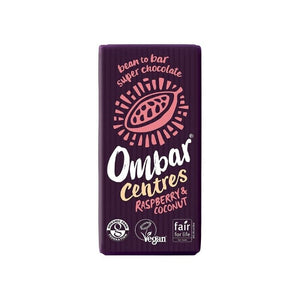 Ombar - Organic Centres Raspberry & Coconut Chocolate Bar | Pack of 10 | Multiple Sizes