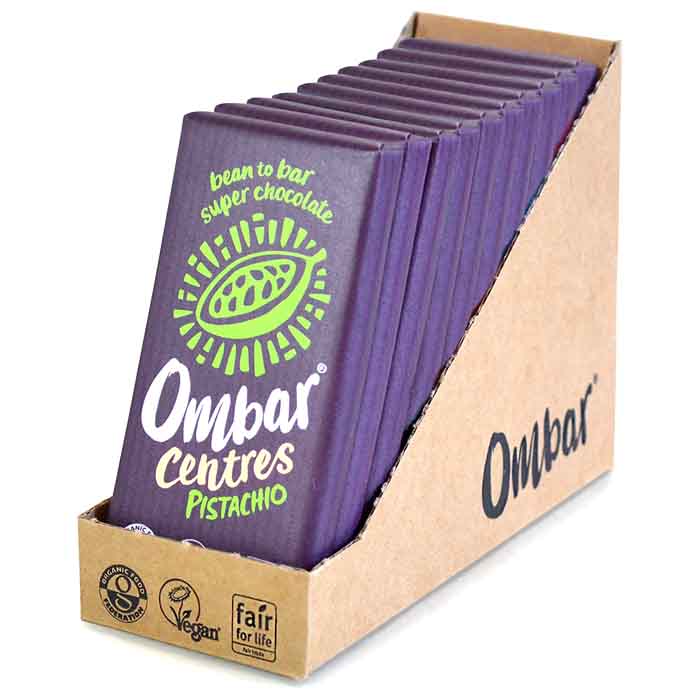 Ombar - Organic Pistachio Centre Raw Chocolate, 70g | Pack of 10