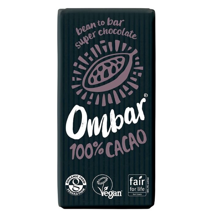 Ombar - Organic Raw 100% Cacao Chocolate Bar, 35g - front