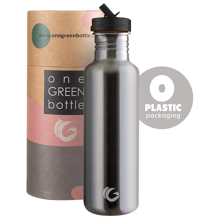 One Green Bottle - Plain Stainless Steel Tough Canteen ,800ml - back